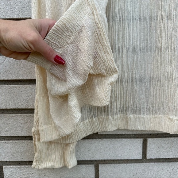 Savannah Morrow Silk Bamboo Cream Crinkle Fabric Blazer Cardigan Top - Picture 4 of 10